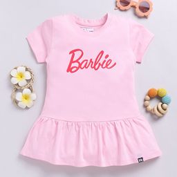 YK X Minute Mirth Barbie Print Cotton Drop-Waist Dress-image-35
