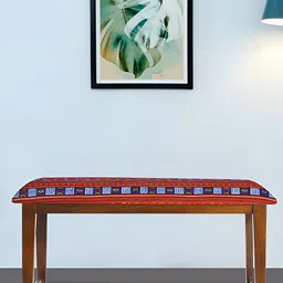 GLOBALLY INDIAN Red & Green Wooden CushionedRectangle Bench-46