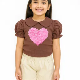 POP STREET KIDS Girls Printed Peter Pan Collar Top With Shorts-image-30