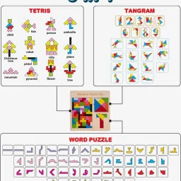 r d enterprises 3 in 1 Wooden Puzzle Toy Tetris, Tangram & Tic Tac Toe Educational Game for Kids image 4