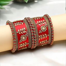 Anouk Set Of 10 Kundan-Studded Bangle-image-18