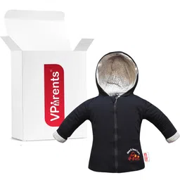 VParents Kids Navy Blue Open Front Hooded Jacket-image-83