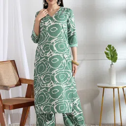 Moda Rapido Women Teal Viscose Rayon Kurta Sets-picture-35