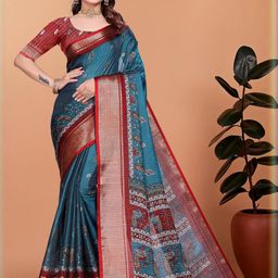 VS MALL Blue Art Silk Sarees-image-96