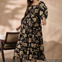 all about you Women Floral Print Puff Sleeve Fit & Flare Maxi Dress-picture-55