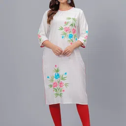 Bachuu Floral Printed Round Neck Straight Kurta-image-7