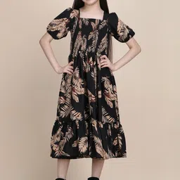 YK Puff Sleeve Crepe Formal Fit & Flare Dress-28