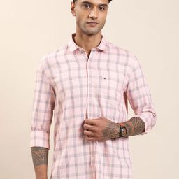 Turtle Tartan Checks Spread Collar Relaxed Slim Fit Cotton Shirt-image-24