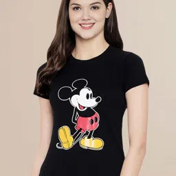 Metronaut Women Graphic Printed Round Neck Cotton Mickey Mouse T-shirt-image-92