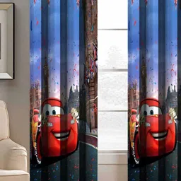 Aura Blue & Red 2 Pieces Abstract Printed Window Curtain-17