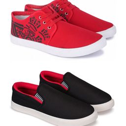 Spotwalk Men Set Of 2 Geometric Printed Mid-Top Lace-Ups Running Shoes-image-91