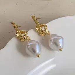 Aurum & You Gold-Plated Pearls Beaded Contemporary Drop Earrings-21