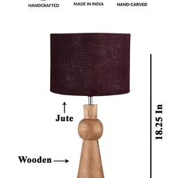 Devansh Brown Cylindrical Shaped Wooden Table Lamp-image-67
