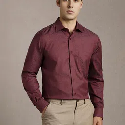 Louis Philippe Textured Spread Collar Long Sleeves Pure Cotton Formal Shirt-picture-12