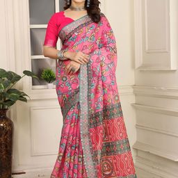 Anouk Kalamkari Linen Blend Designer Saree-20