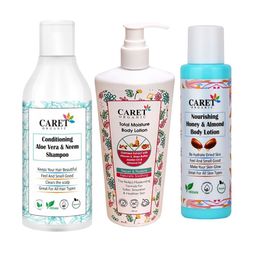 CARET ORGANIC Set Of 3 Shampoo & Total Moisture & Honey Almond Body Lotion-53