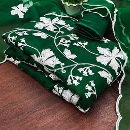 KALINI Embroidered Organza Unstitched Dress Material-image-95