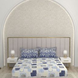 Pure Decor Passion White & Blue Floral Cotton 220 TC Double Queen Bedsheet Set-2.28mx2.54m-picture-35