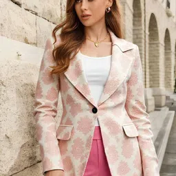 Mast & Harbour Printed Notched Lapel Collar Single-Breasted Blazer-13