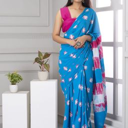 Craft Musium Pure Cotton Bagru Saree-image-93