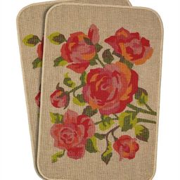 Saral Home 2Pc Red & Beige Printed Anti-Skid Durable Doormats-1