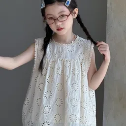 LULU & SKY Girls Self Design Sleeveless A-Line Top-picture-1