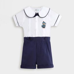 Somersault Infants Boys Cotton Shirt Collar Neck Rompers-29