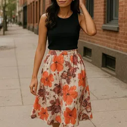 KATECLO Printed Mid Rise Midi Skirts-picture-1