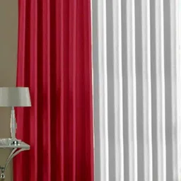 BELLA TRUE Red & White 2 Pieces Regular Door Curtains-image-56