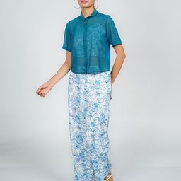 Zink London Floral Printed Crop Top and Shrug With Trousers-picture-2
