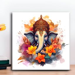 OLIVE TREE White & Red Lord Ganesha Canvas Painting Wall Art-picture-43