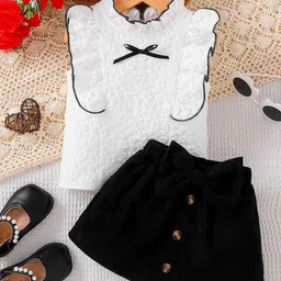 YK Girls Textured Top & Skirt Clothing Set-image-49