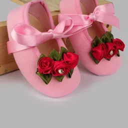 BAESD Girls Red Flower Cotton Booties-image-92