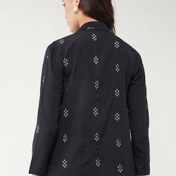 Pannkh Printed Lapel Collared Front Open Coat image 4
