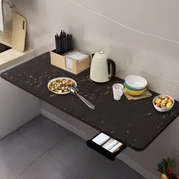 Torche Black Wood Wall Mounted Foldable Study Table With Drawer-image-52