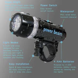 dstechbar 5 LED Power Beam Bicycle Front Head Light (Waterproof) LED Front Light (Black) LED Front Light image 4