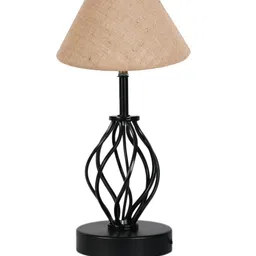 Devansh Beige & Black Textured Table Lamps With Shade image 2