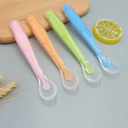 Silicone Baby Self Feeding Spoon with Ultra Soft Tip 4 M+- Silicone, Stainless Steel-21