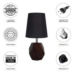 Pinecraft INTERNATIONAL Black & Brown Table Lamp with Shade image 3
