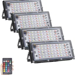 RGB 50W LED Spotlight 7 Modes LED Burner, Waterproof IP65 Wall Mount with Remote Control (Pack Of 4) Flood Light Outdoor Lamp-21