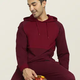 XYXX Men Maroon Quest French Terry Cotton Hooded Sweatshirt-image-6