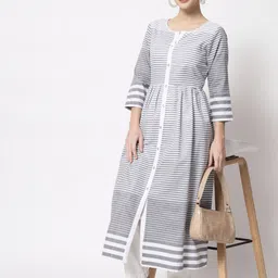 Vastralay Printed Striped A-Line Pleated Kurta-picture-37