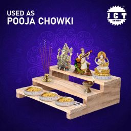 3 step mini natural wooden pooja chowki(natural beautiful design) hard wood legs Wooden All Purpose Chowki-picture-21
