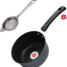 Tea Strainer (Chai Chalni) and Nonstick Sauce Pan 16 cm diameter 1.5 L capacity-image-37