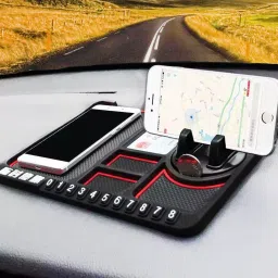 Car Dashboard AntiSlip Mat With Mobile Holder|For Vloging+Navigation+Storage Car Dashboard Cover-5