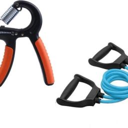 Combo Resistance Tube (blue) Resistance Tube with hand gripper Home Gym Kit Resistance Tube-image-3