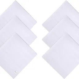 HOMESTIC Premium Cotton Handkerchief for men|Boys|Plain Fox Rumal|Pack of 6|White ["White"] Handkerchief-image-26