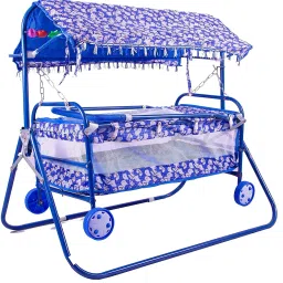 Baby Cradle Cot Cum Stroller Blue Bassinet For Baby Boys & Baby Girls-10