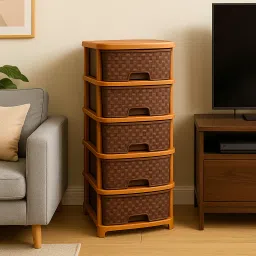 5 Layer Brown Compartments Kids & Home Plastic Free Standing Chest of Drawers Plastic Kitchen Trolley-image-98