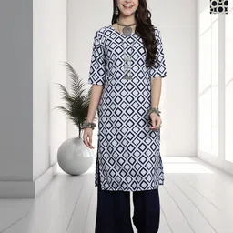 HERE&NOW Selection Of 2 Geometric Printed Round Neck Straight Kurtas-image-26
